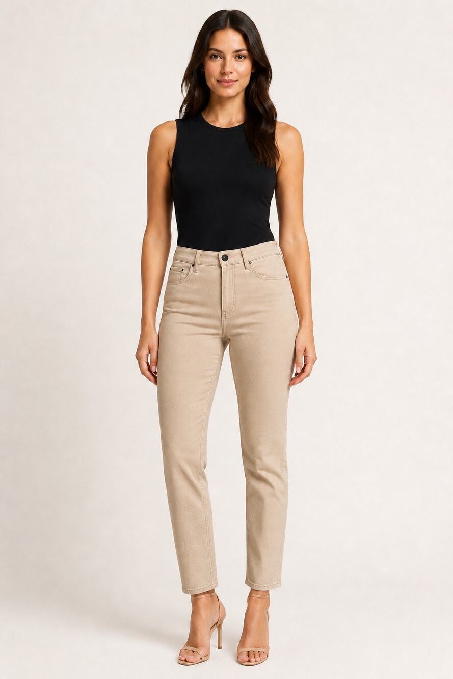 Lafayette 148 New York Thompson Slim Straight Jeans Beige Size 4